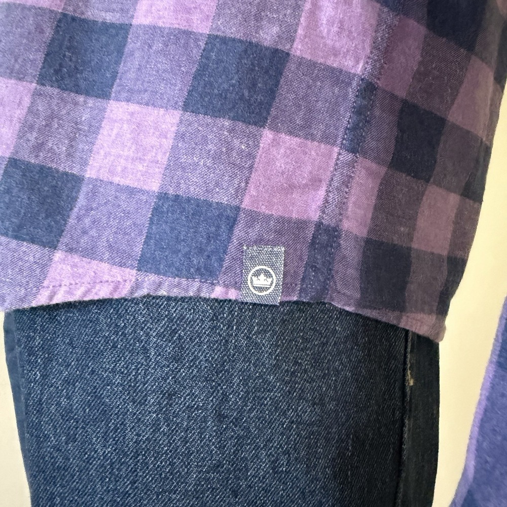 Peter Millar Purple Navy Plaid Cotton Flannel Button-Up Men Shirt size M - Picture 6 of 14